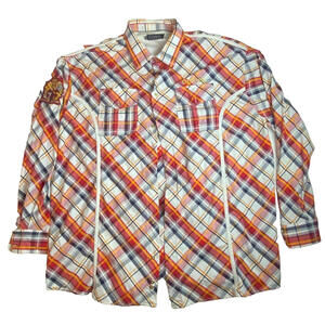 COOGI Shirt Mens 4XL Multicolor Plaid 100% Cotton Long Sleeve Collared Button-Up
